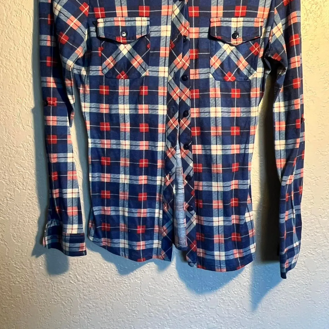Women's Blue and Red Shirt Plaid Button - Image 2