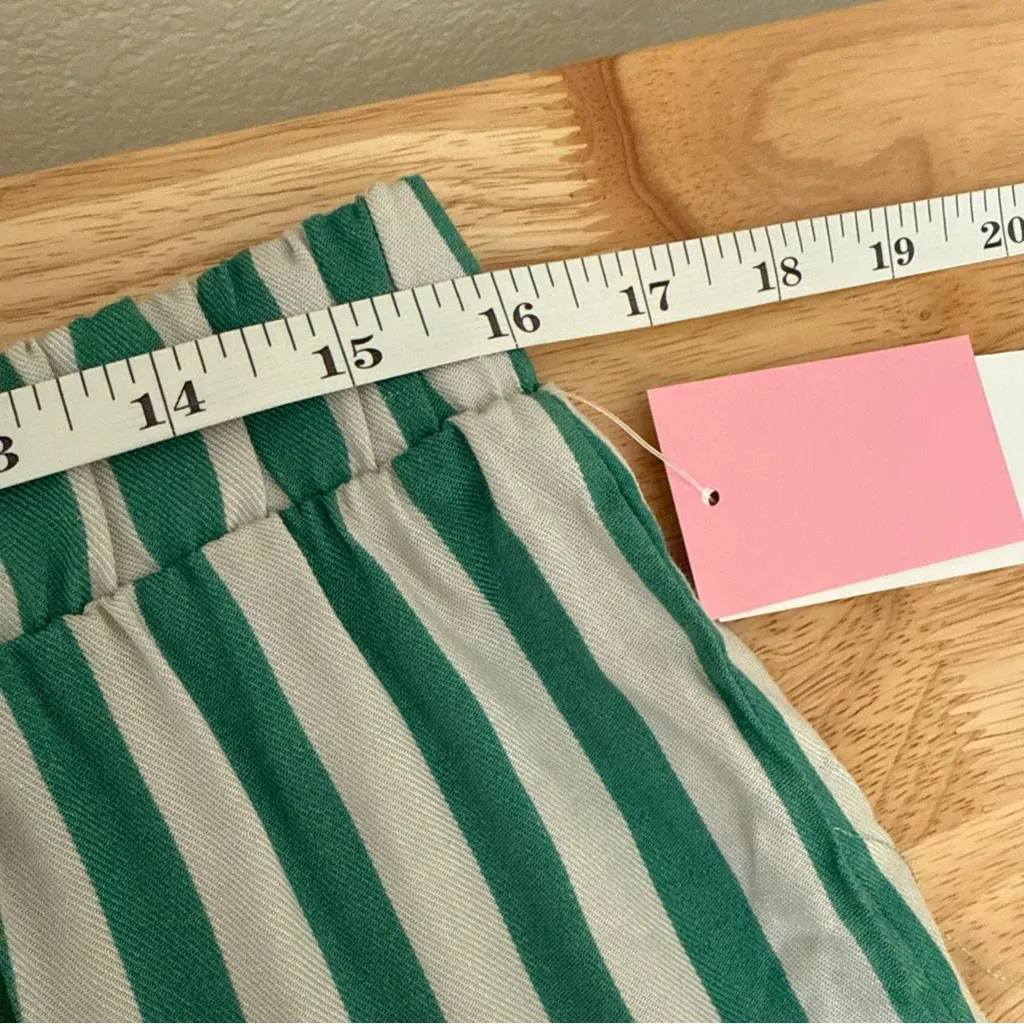 ZOE + LIV Malibu Tennis Club Graphic Green White Striped Shorts Size L NWT $17 - Image 5