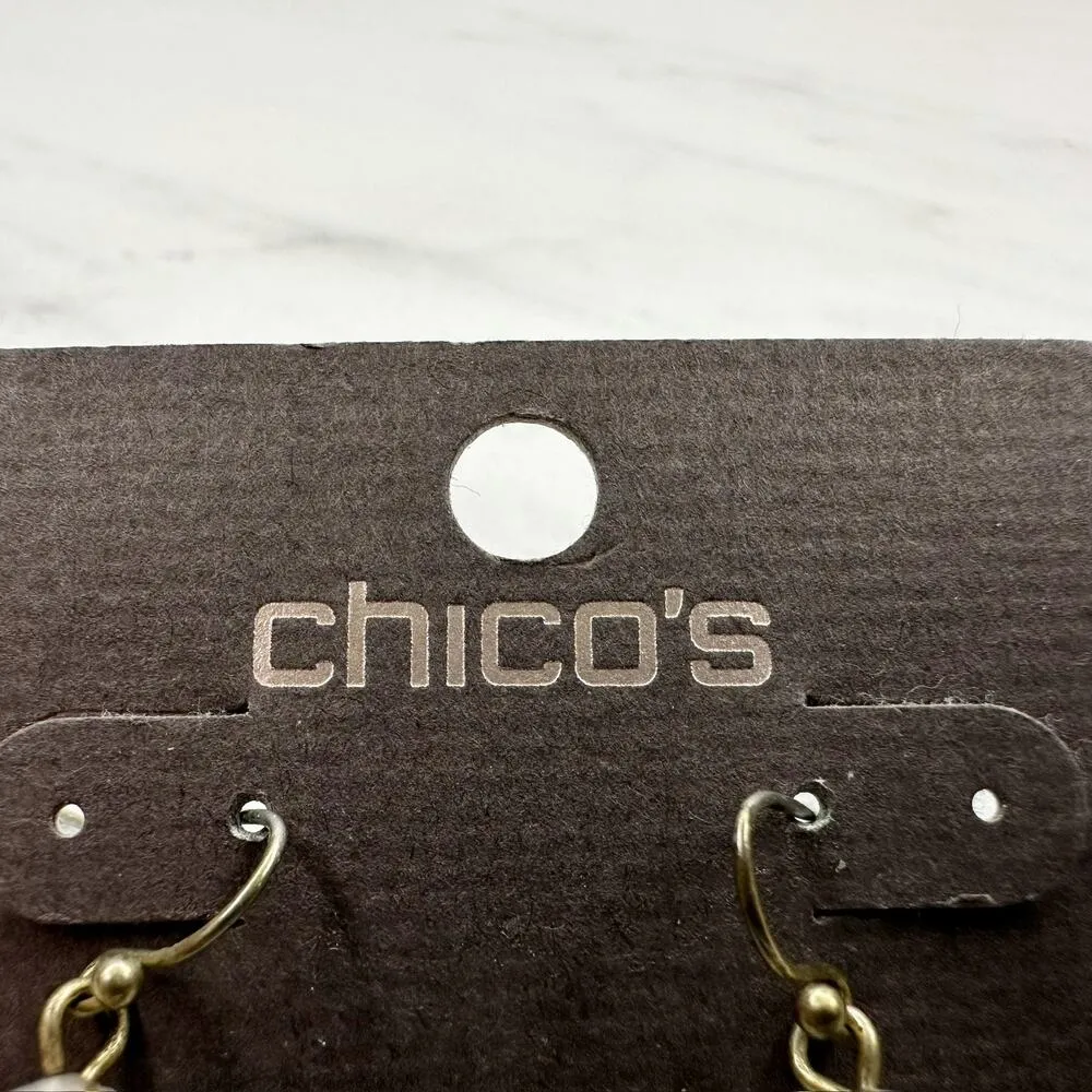 Chico's Arria Chunky Studded Dangle Gold Tone Earrings Pierced Pair - Image 3