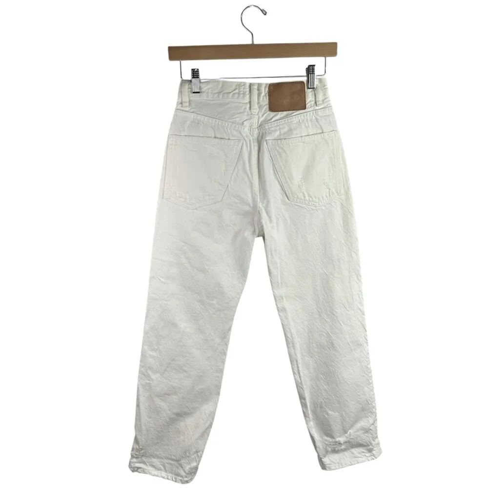 Zara The Pepper Mom Women's White High Waisted Distressed Denim Jeans Size 2 - Image 2