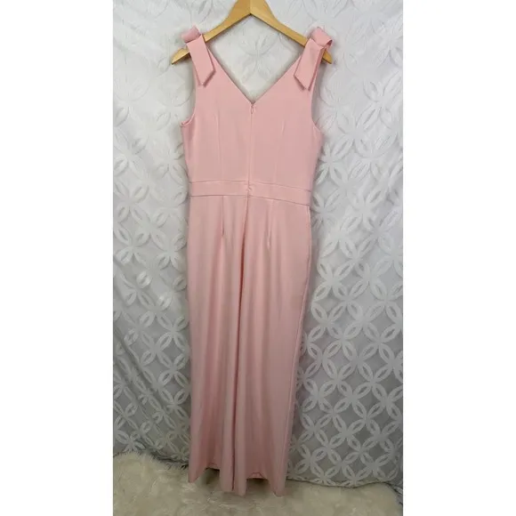 Elle‎ Pink Sleeveless Bow Wide Leg Jumpsuit Size S - Image 3