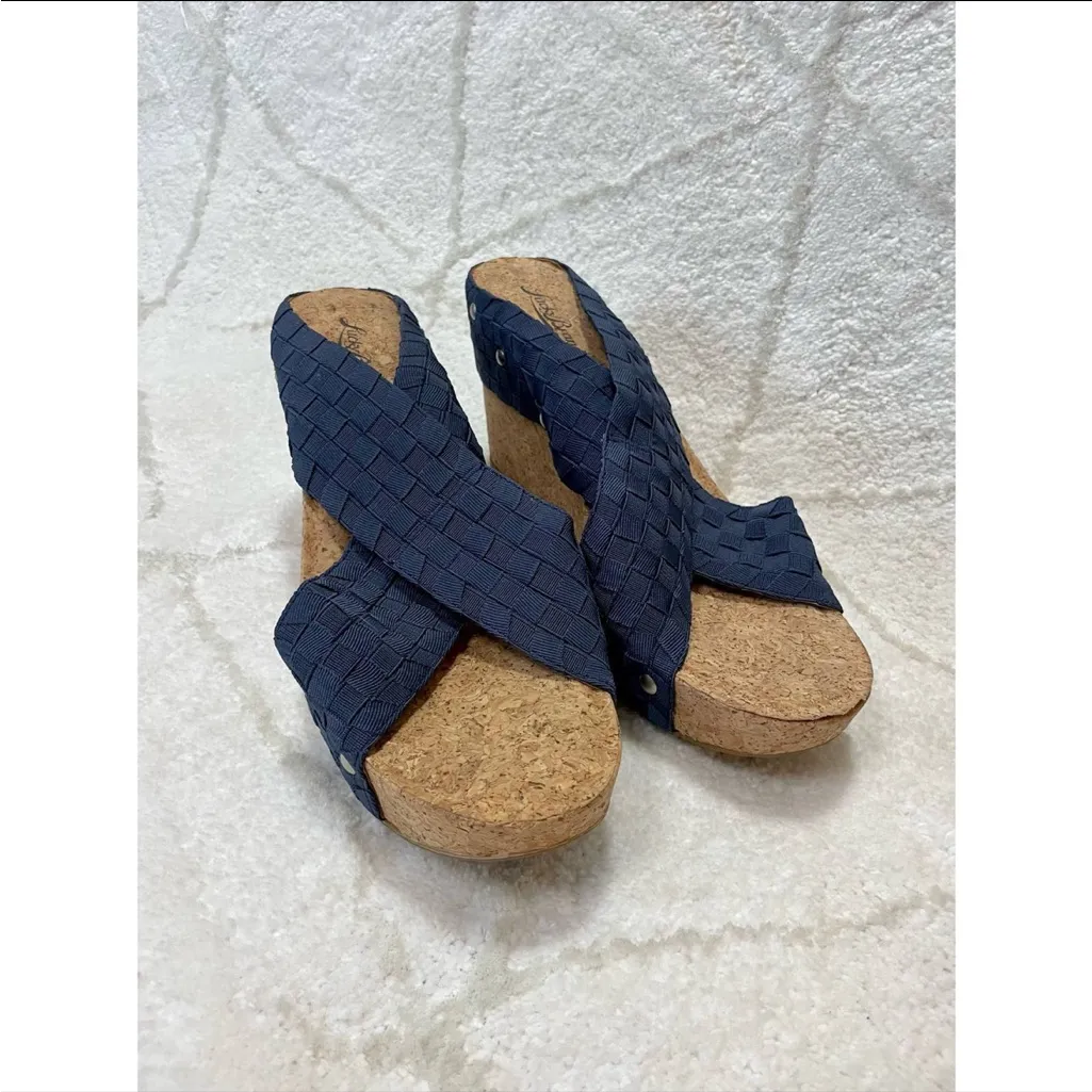 Lucky Brand Navy Woven Cork Wedges - Image 10