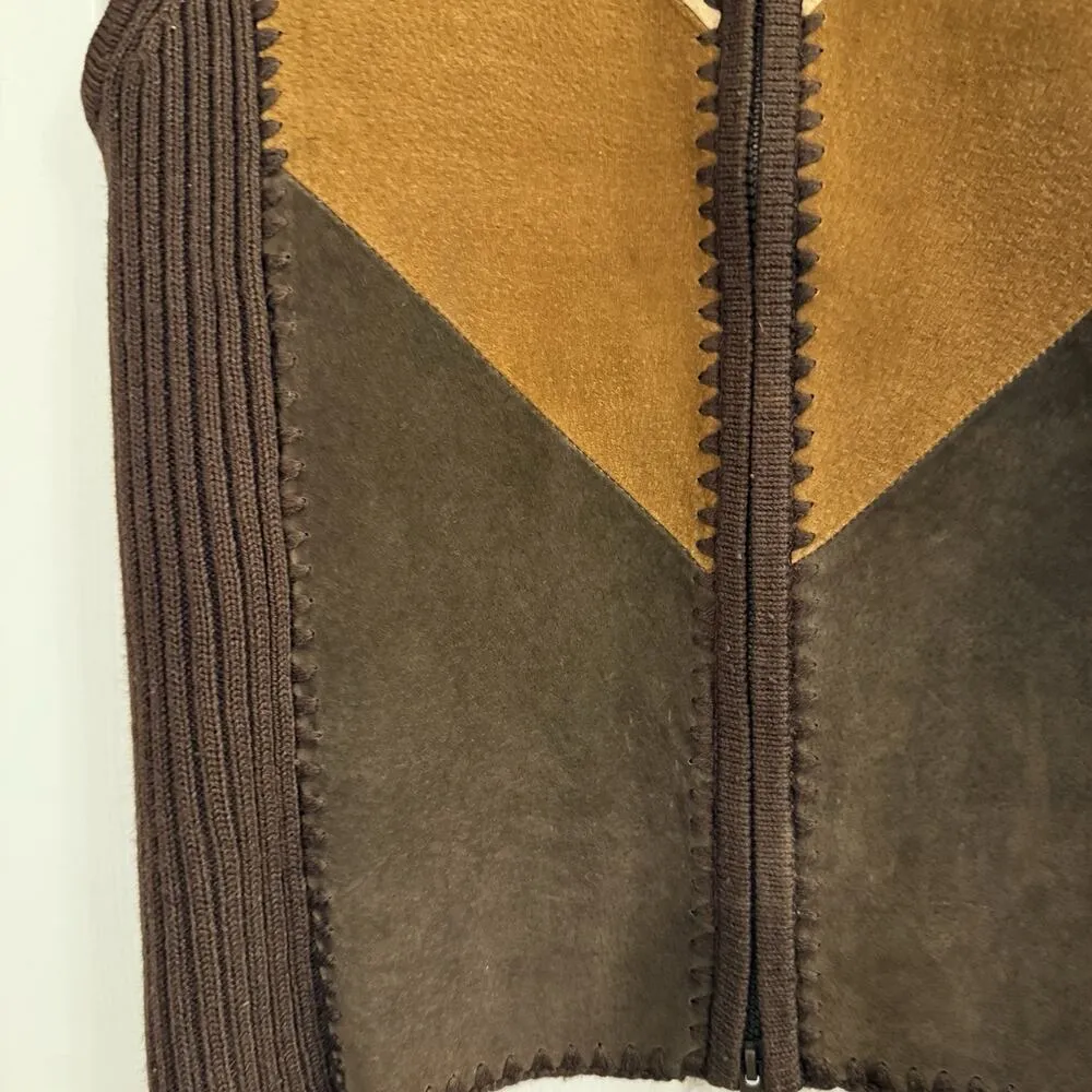 Designer Studio Originals Vest Womens MED Genuine Leather Rodeo Western Cowgirl Brown - Image 2