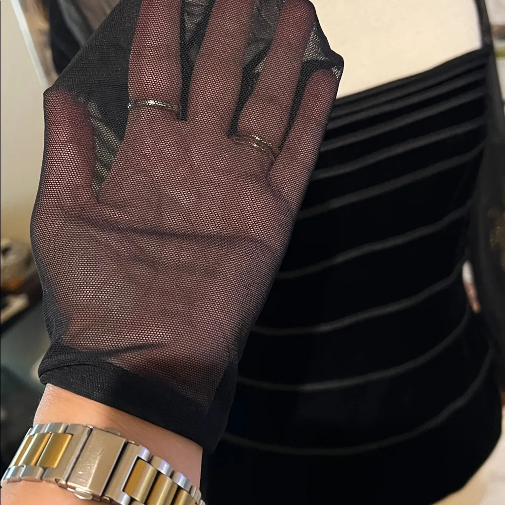 Vintage Tadashi velvet mesh sheer corset style size L - Image 5