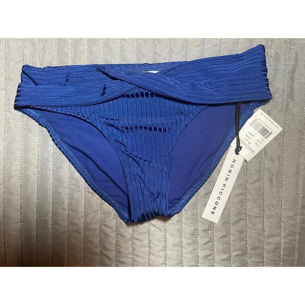 Robin Piccone Neelah‎ Twist Front Bikini Bottom- Marine Blue size S NWT - Image 4