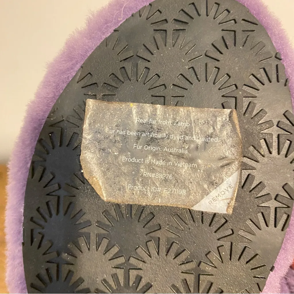 Ugg Australia Purple Fuzzy Lamb Fur Slide Sandals size 9 - Image 7