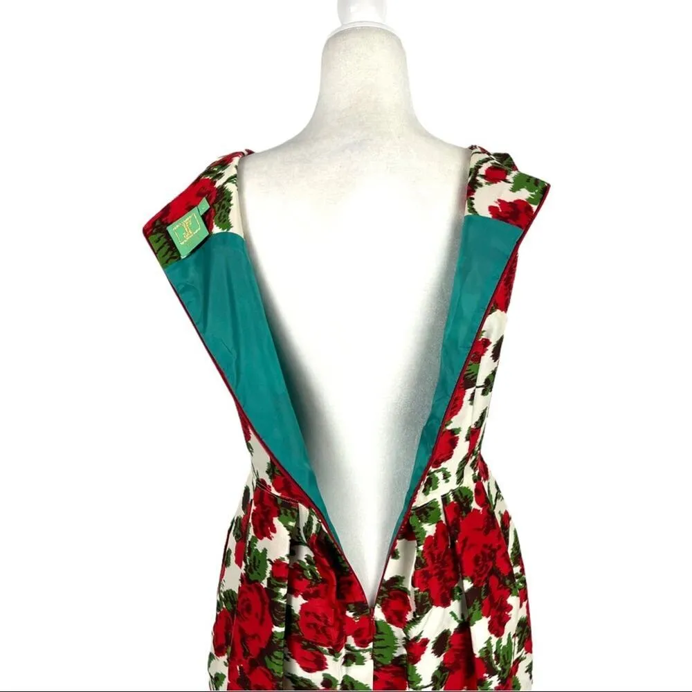 Jules Reid The Peony in 50's Rose Party Holiday Christmas Dress 6 Red - Image 14