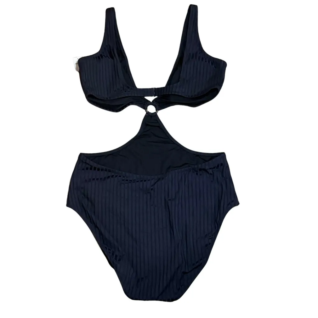 Aerie NWT Wide Rib Cut Out Ring One Piece Swimsuit Black Monokini XXL - Image 4