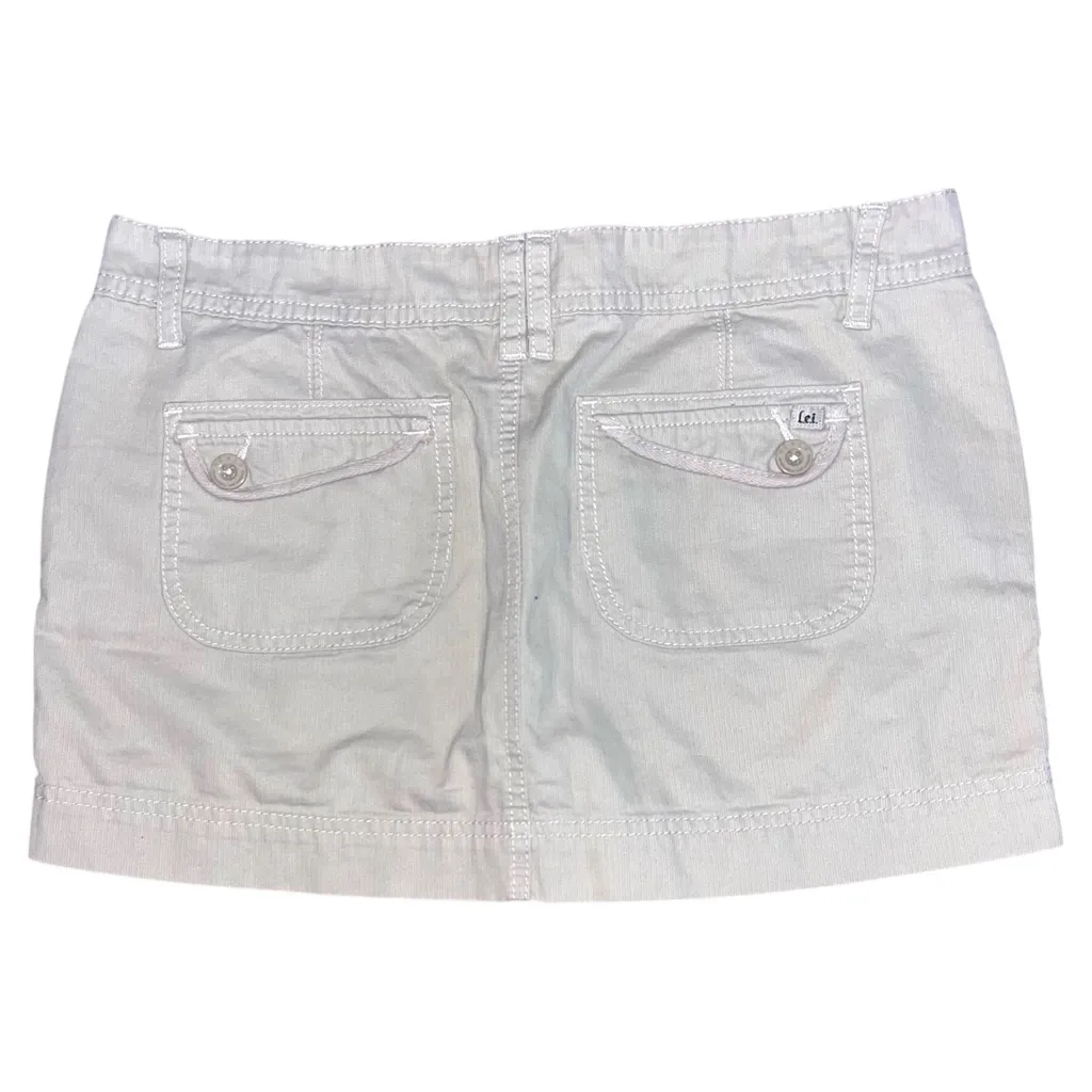 Vintage l.e.i. Y2K Beige Cotton Cargo Utility Micro Mini Skirt White Size undefined - Image 2