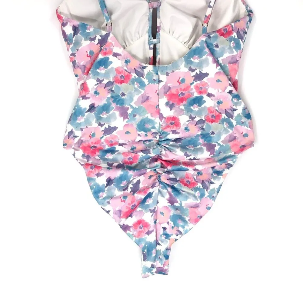 LOVESHACKFANCY Tibbie One-Piece Swimsuit Watercolor Floral Pastel S - Image 11