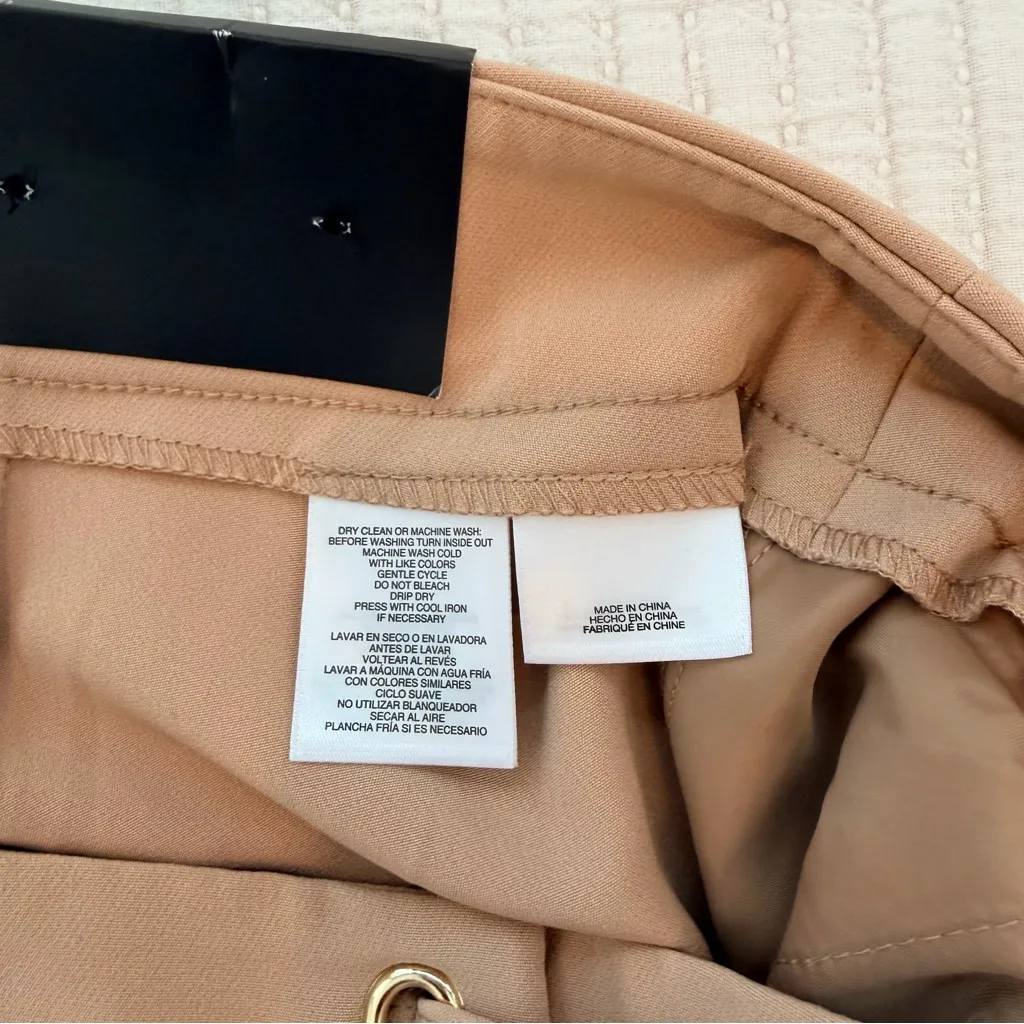 Nine West NWT Women's Tan Barley Field Dress Pants Gold Button Closure Size US 4 - Image 9