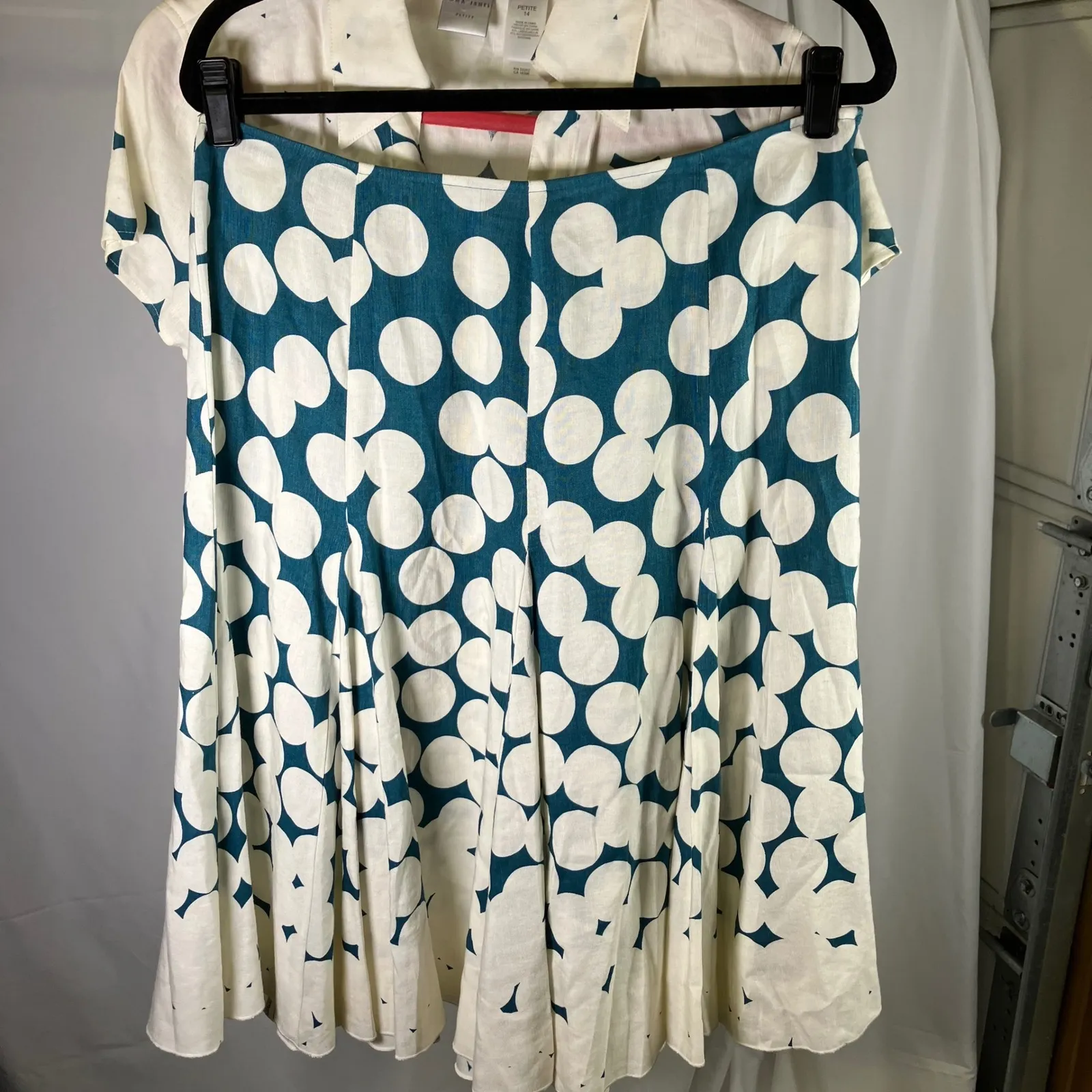 Emma James Petite Polka Dot 2 Piece Wrap Top Skirt‎ Set Blue White New 12/14P - Image 15