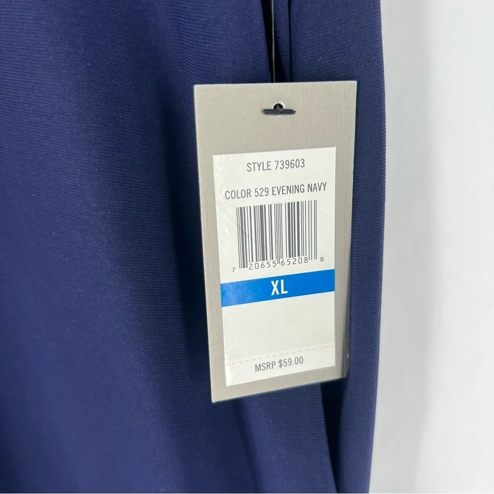 Chaus Navy Stretch Jersey Knit Eyelet Trim‎ Scoop Neck Sleeveless Cap Sleeve Top Blue Size XL - Image 8