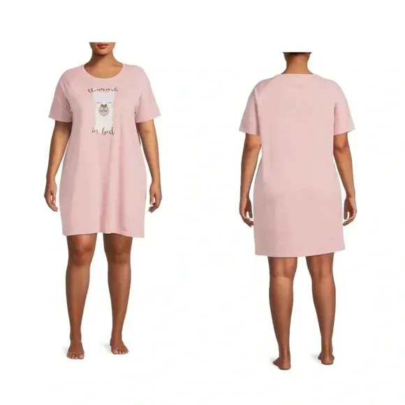 🆕 Plus Size Graphic Sleep Dress from Love at First Sight🆕 Pink - Image 2