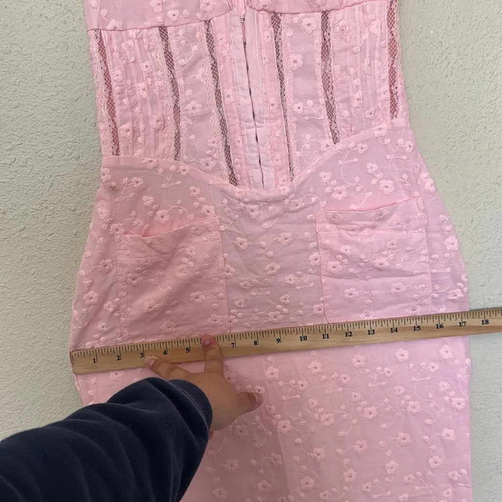 House of CB Sophina Maxi‎ Midi Dress Pockets Eyelit Scalloped Plunge NWOT size S - Image 9