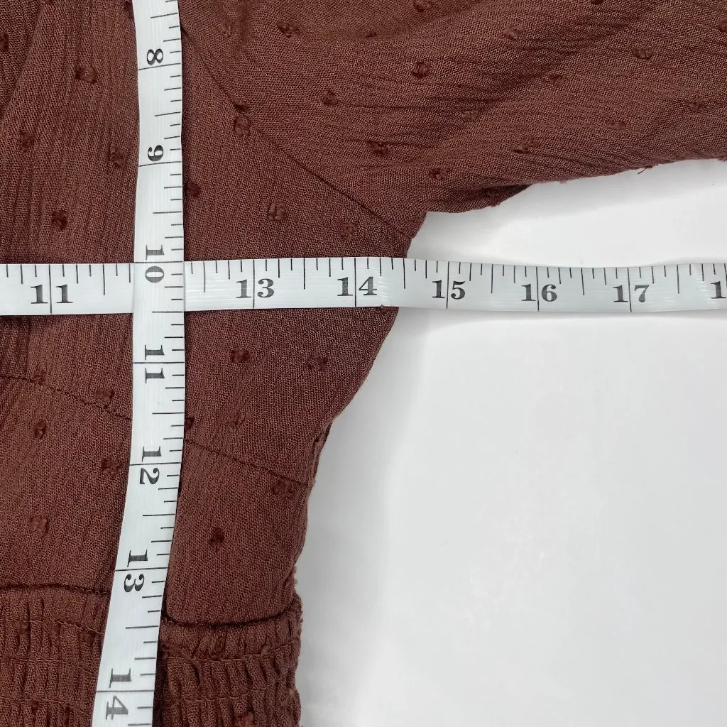 Women's Chocolate Brown Ruffles Popcorn Cutout Bell-Sleeve Dress Size L - Image 5