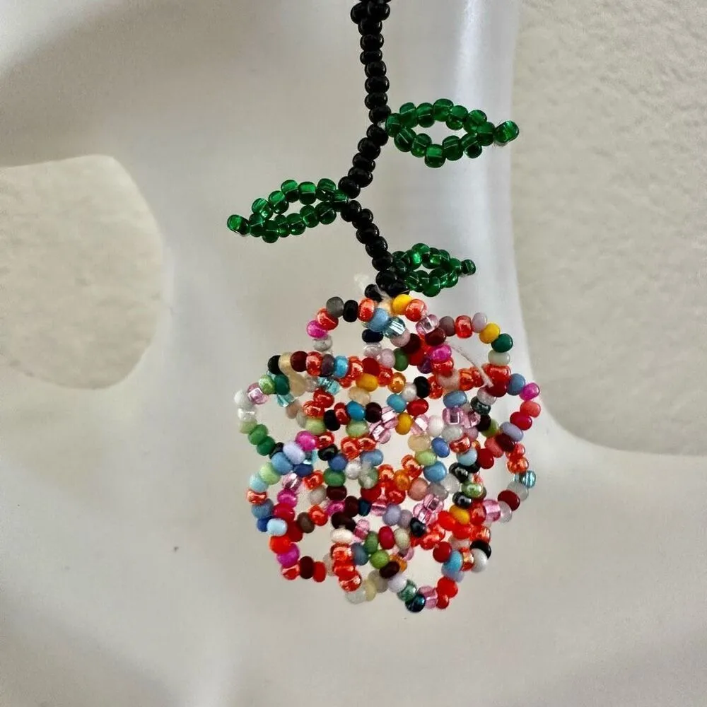 Beaded colorful flower beaded boho earrings - Image 2