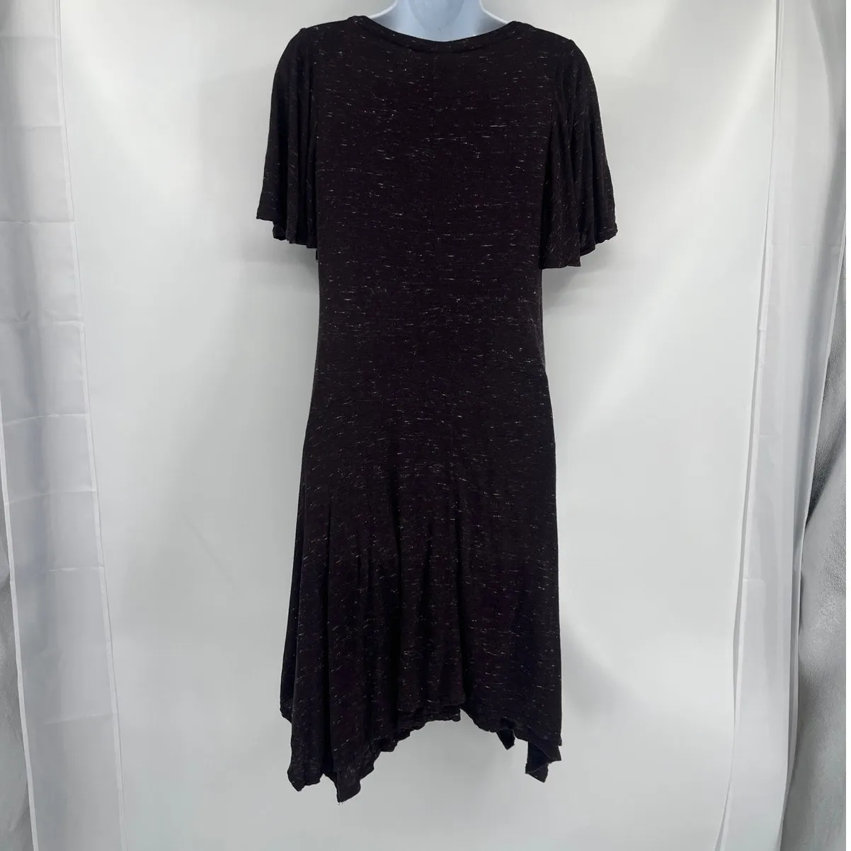 Dolan Handkerchief Swing Dress Sz M Boho Lagenlook Brown Speckled Grunge Neutral Size M - Image 6