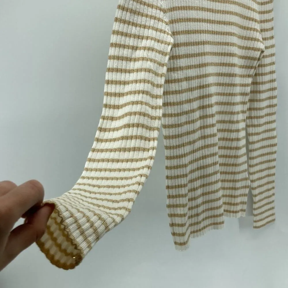 Nine West  striped metallic ribbed long sleeve top size S little bit of sparkle - Image 2