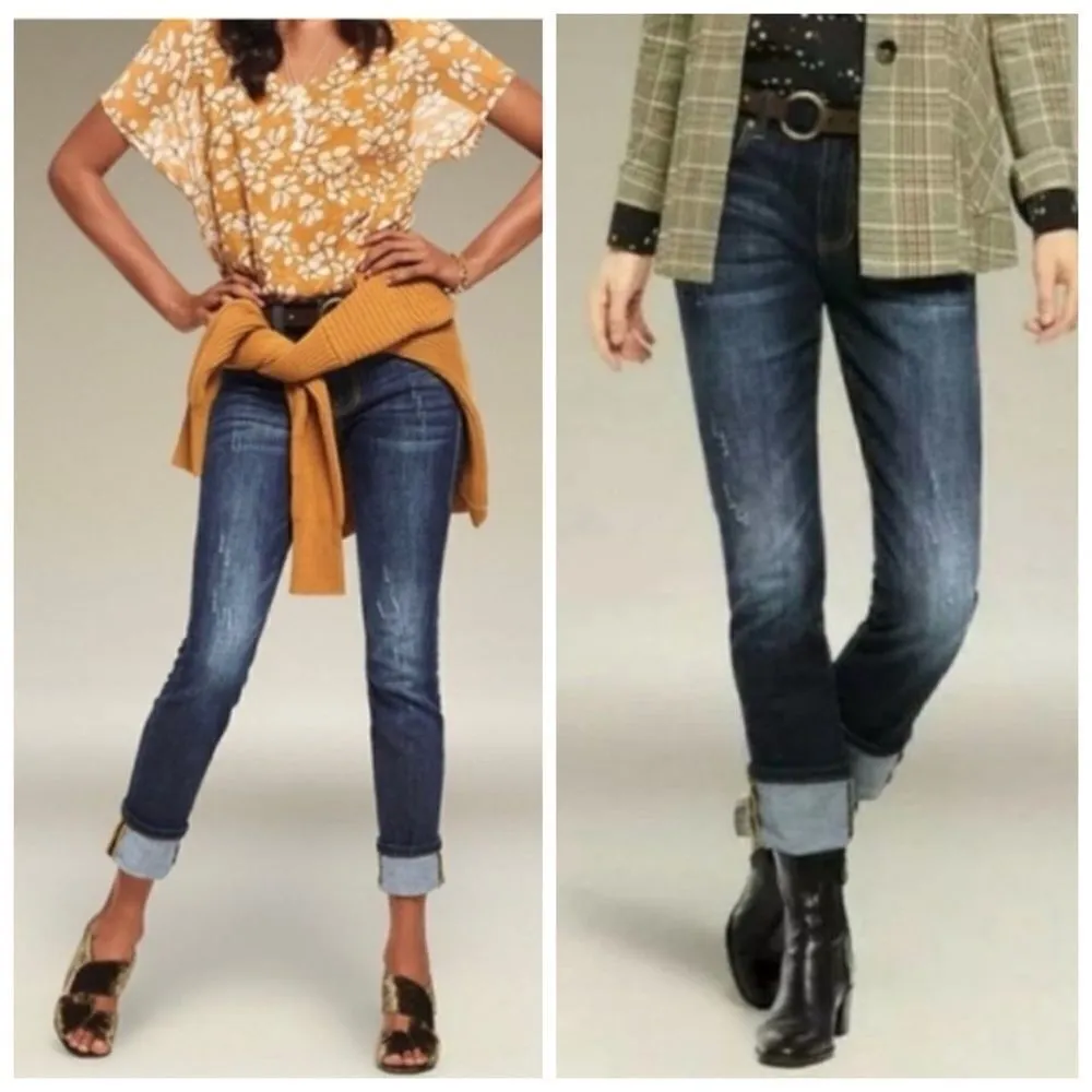 CAbi High Straight Jeans Distressed Dark Wash High Waist 4 Style #3561 - Image 14