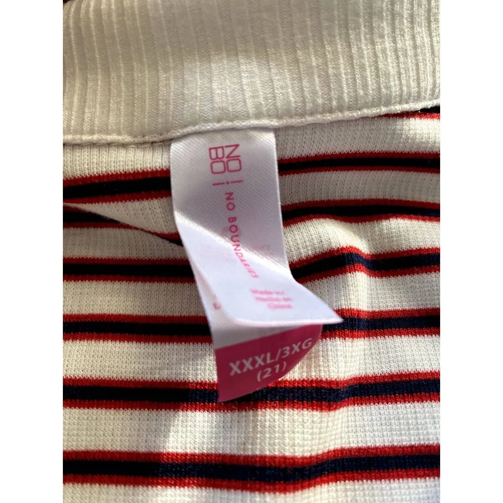 NoBo Preppy White & Red Striped Polo Juniors Plus Size 3XL/21 - Image 2