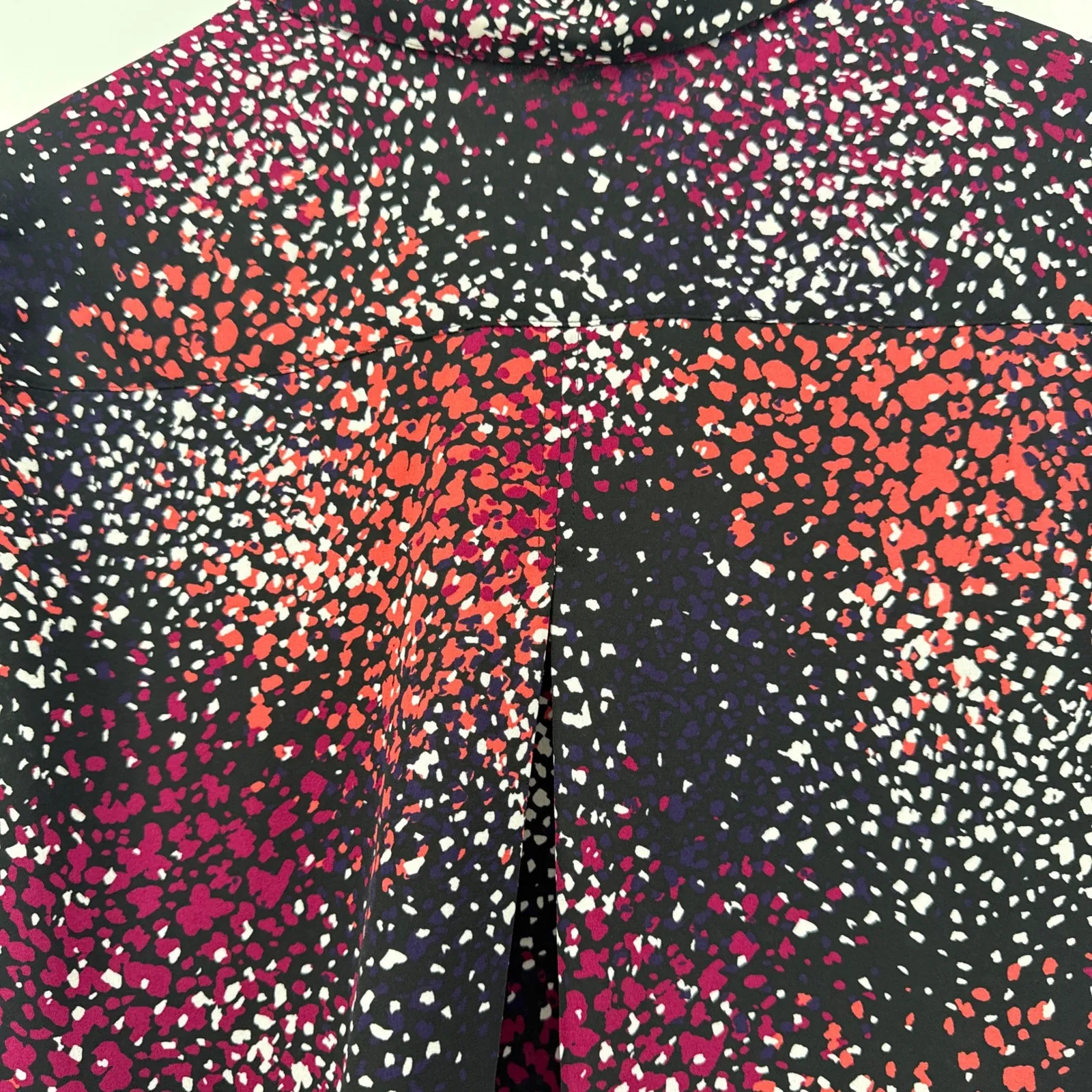 Foxcroft NYC Women's Black Speckled Print Button Down Shirt Size 14 Hi-Lo Office - Image 5
