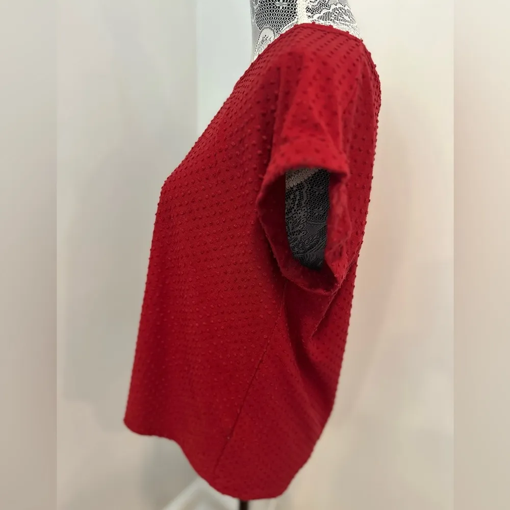 Rose & Olive Women’s Sz: L Red Cap Sleeve 3D Polka Dot Zip Back Loose Fit Top. - Image 15