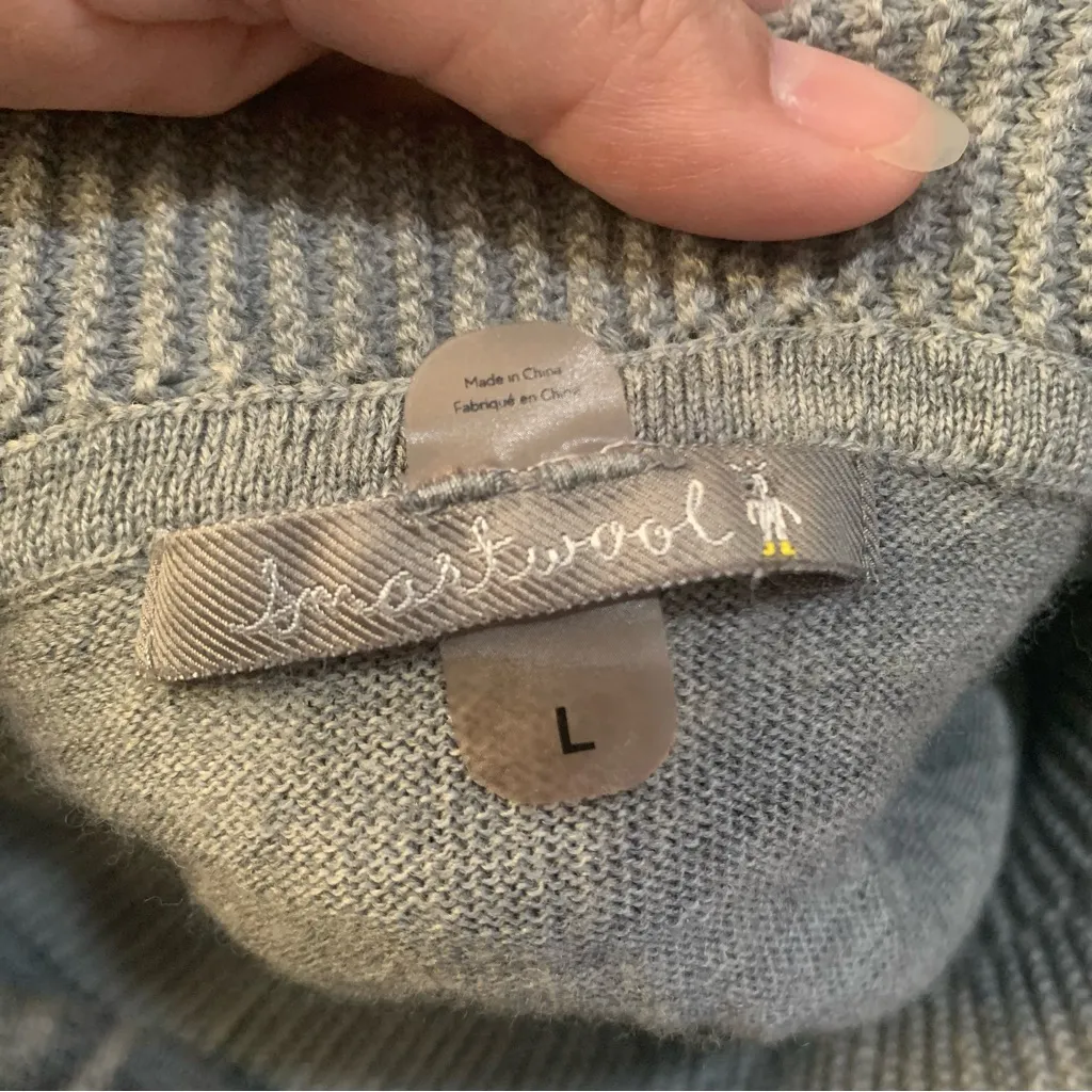 Smartwool size large wool Heather Gray Knit cowl neck long sleeve Pullover shirt - Image 3