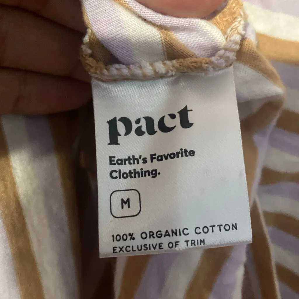 Pact women’s medium Organic Cotton Softspun V-Neck Striped Short Sleeve Top #128 - Image 5