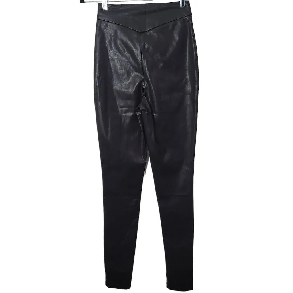 Asos Black Faux Leather Skinny Pants Size 2 Tall Black Leather Pants - Image 2