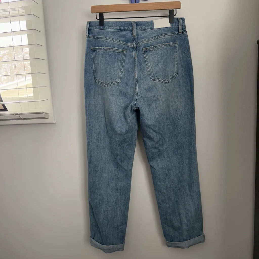 Pistola 26 Distressed Baggy Boyfriend Jeans Rolled Up Light Wash Grunge - Image 2