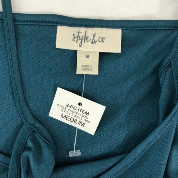 New  Velvet Eyelet Embroidered Swiss Dot Top Sheer Teal - Image 13