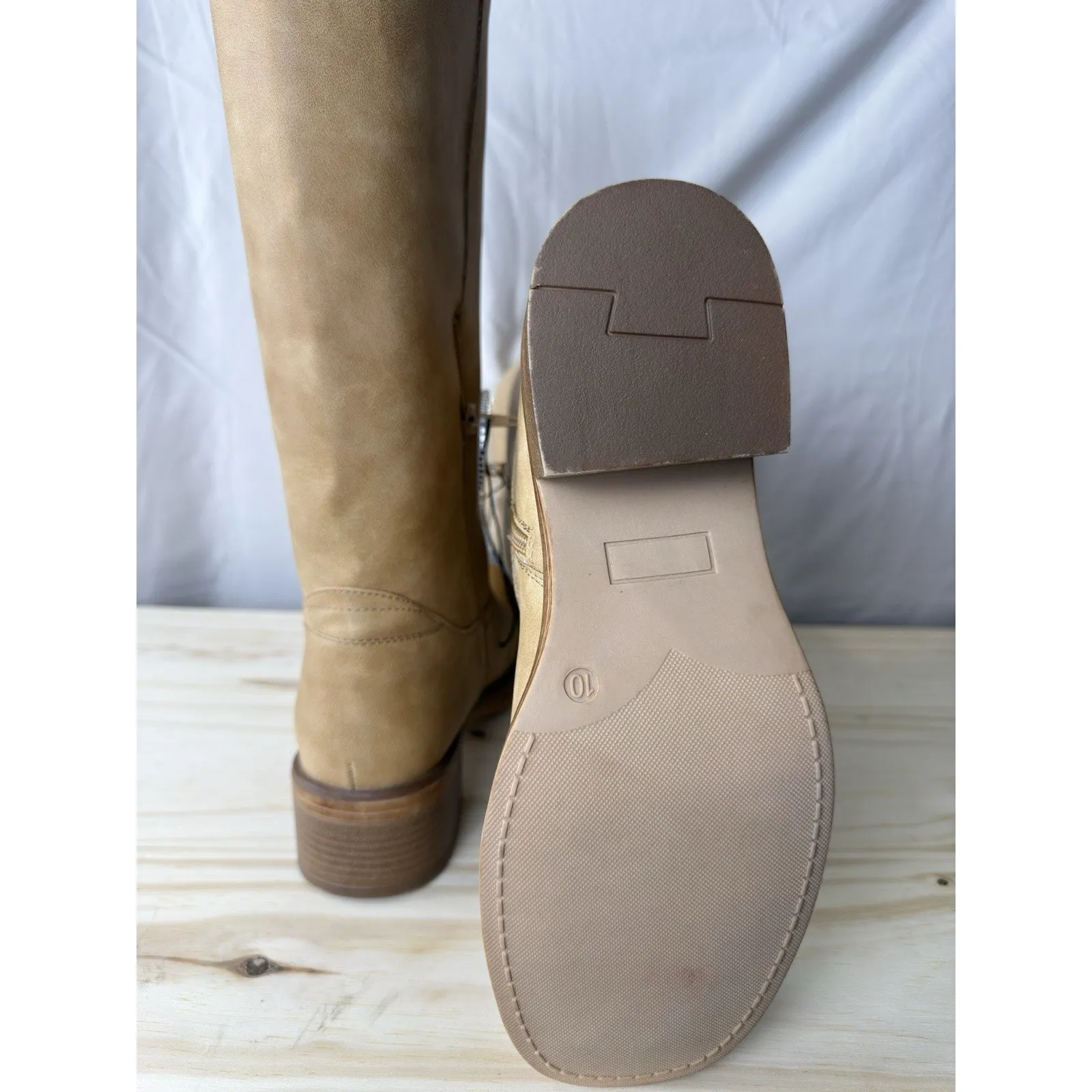 New York & Company Boots Womens Size 10 Tan/Beige Knee High Faux Leather NWOB Tan - Image 9