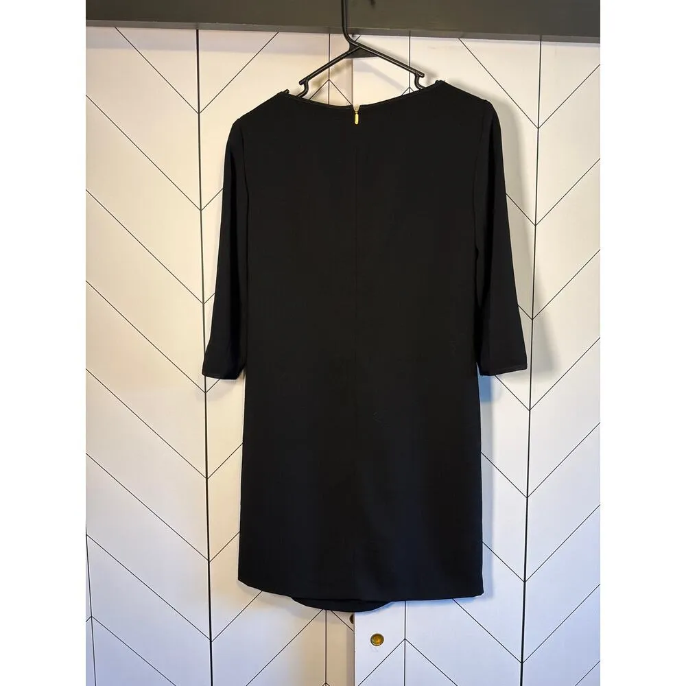 Trina Turk Women’s 2 Marlowe Cutout Black 3/4 Sleeve Boat Neck Shift Dress Chic - Image 2