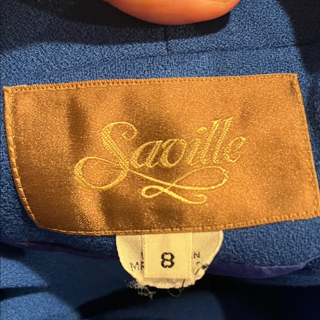 Vintage Elegant‎ Blue wool Blazer and Skirt Set size 8 - Image 7