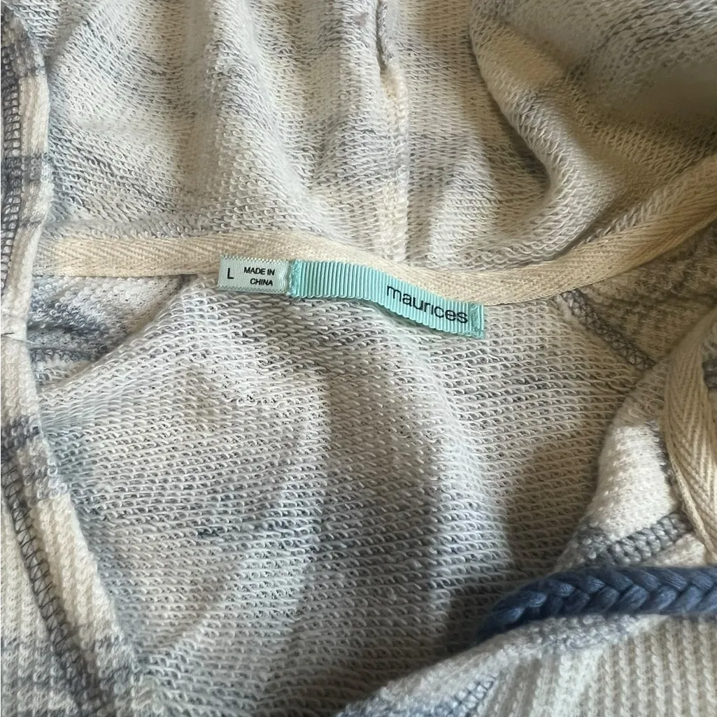 Maurices Cream and Gray Striped Hoodie - Image 2