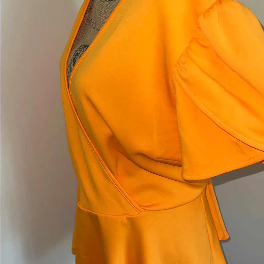Ashley Stewart Short Sleeve Orange Wrap Top - Image 5