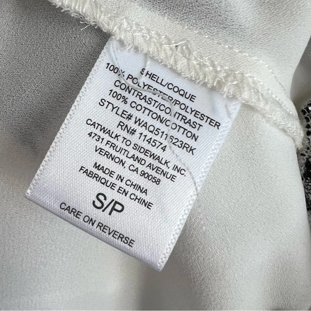 NWT Pleione White with Black Lace Trim Tank Faux Wrap Upper Small - Image 8