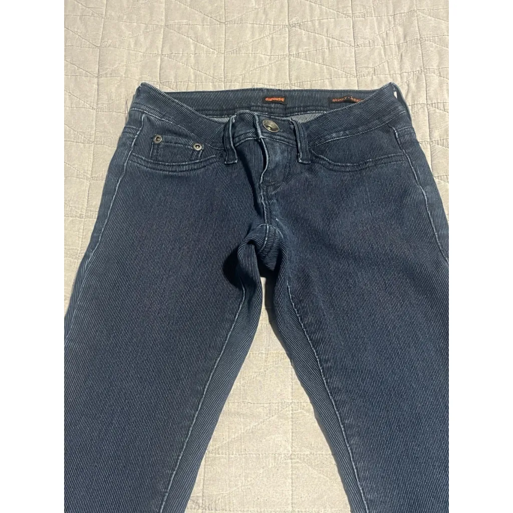 Dollhouse Skinny Legging Pants Womens Size 0 Blue Ribbed Tapered Low Rise Pant - Image 2