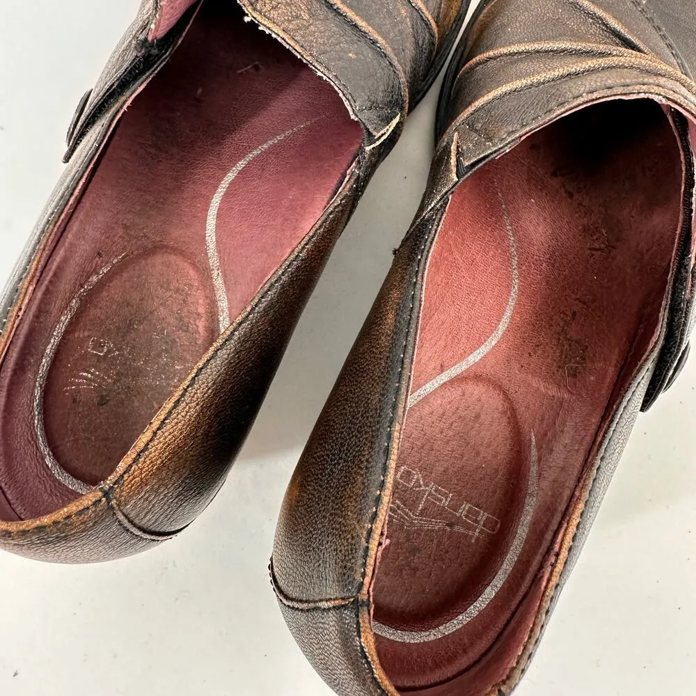 Dansko Women's Brown Leather Aimee Comfort Clogs Size 37 / 7 - Image 7