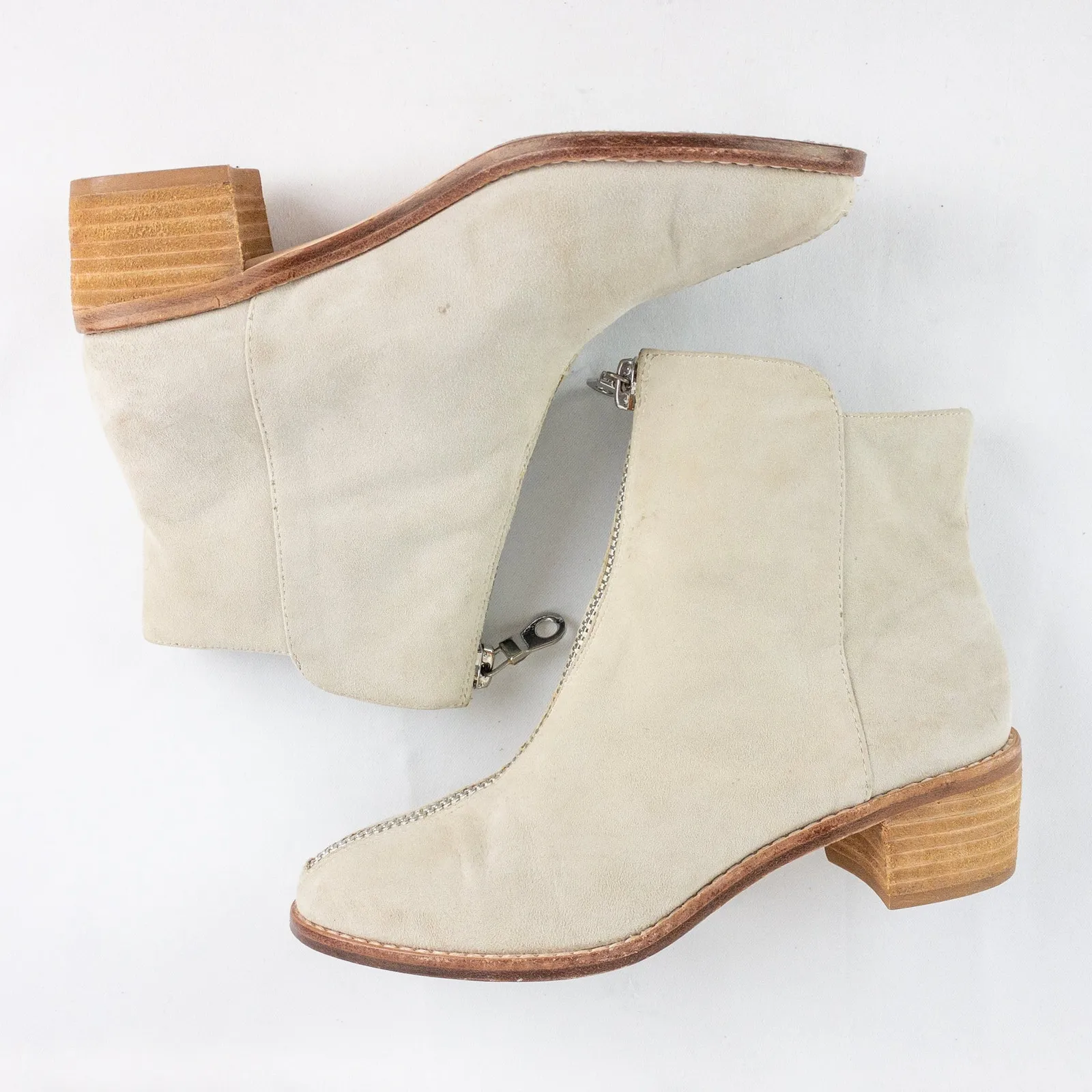 Anthropologie Matiko Mylvia Tan Suede Front Zip Ankle Boots Womens 6 - Image 5