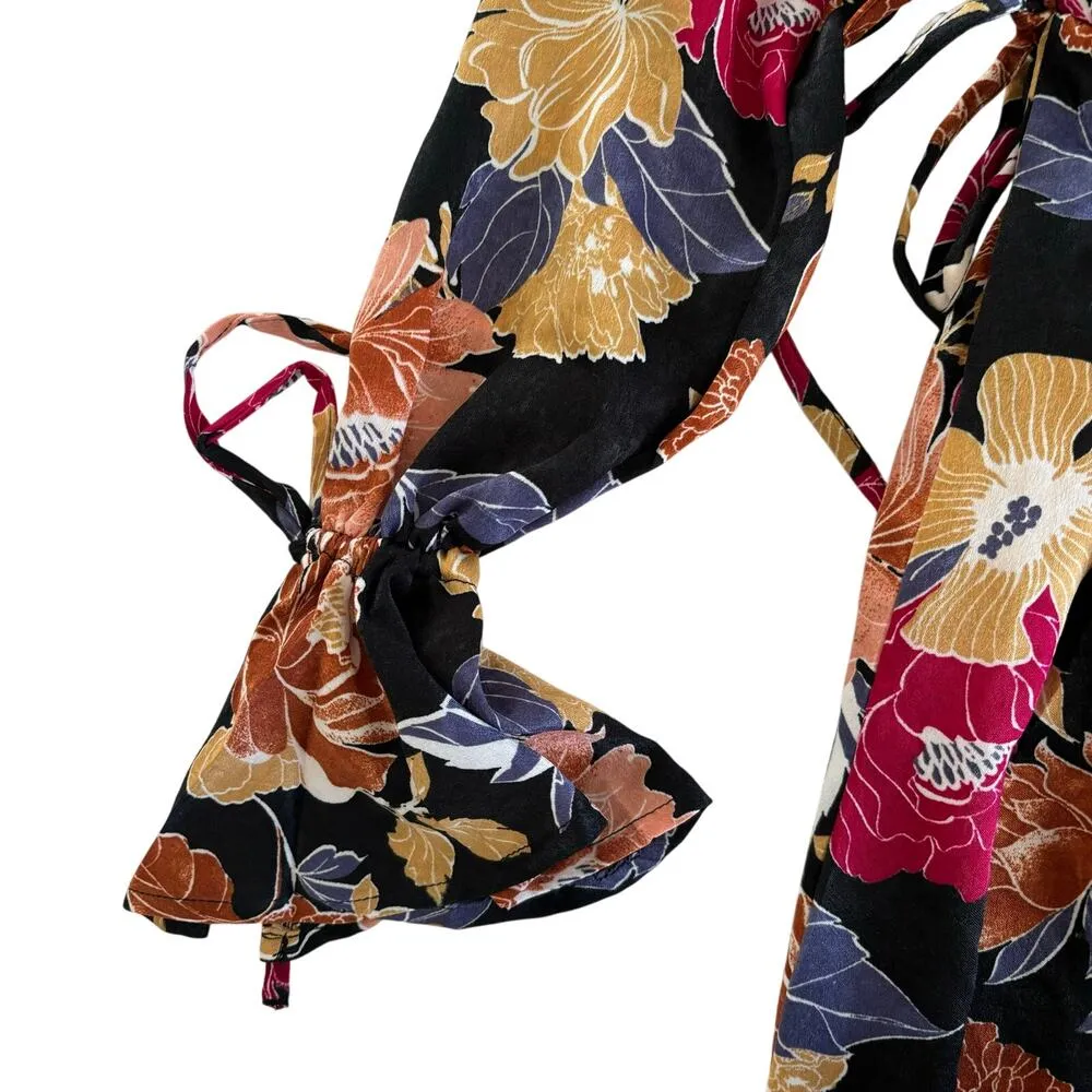 Band of the Free Black Berry Floral Print Surplice Hi - Image 8