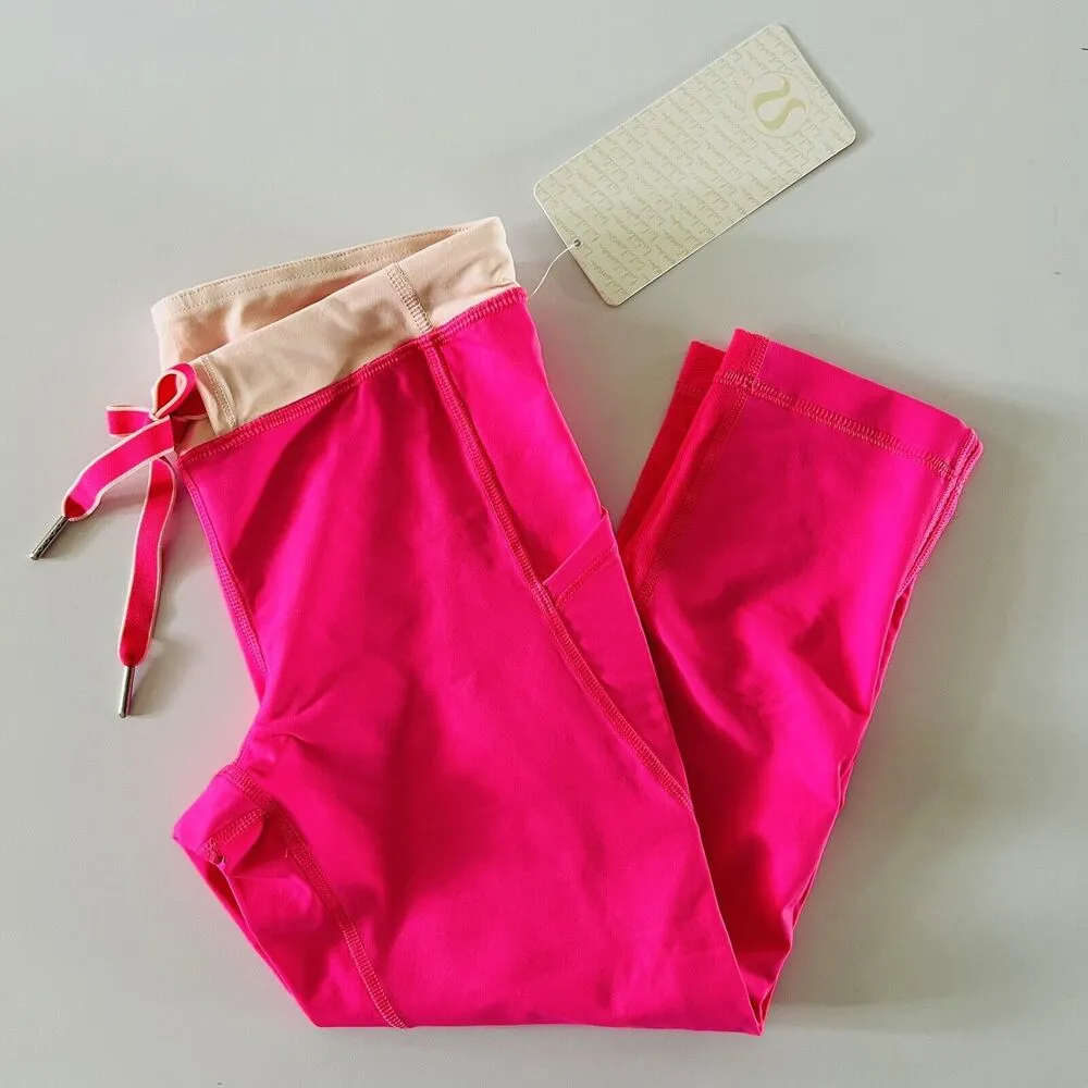 LULULEMON ATHLETICA Pinkelicious Parfait Pink Beach Runner Crop Leggings - US 4 - Image 3