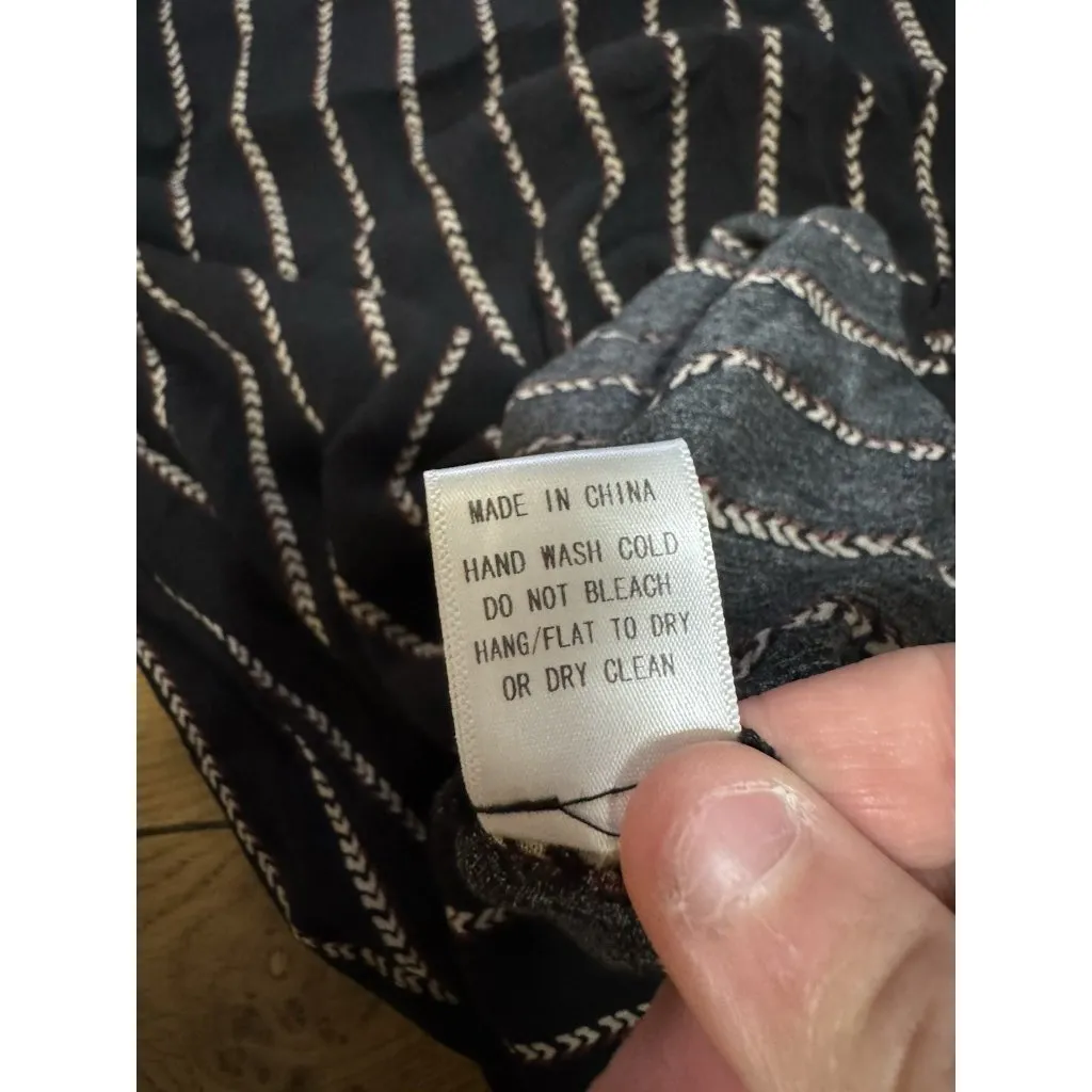 ODDY Women‎ Size Medium Crocheted Bell Sleeve Blouse Boho Hippie Peasant Rayon - Image 9