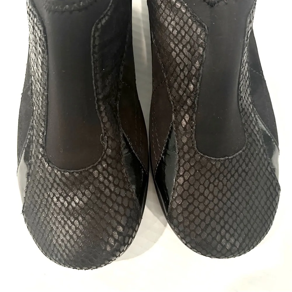 Aerosoles Legend Suede Snakeskin Shoes Slip On Low Heel Loafer Women's 8.5 Black - Image 2