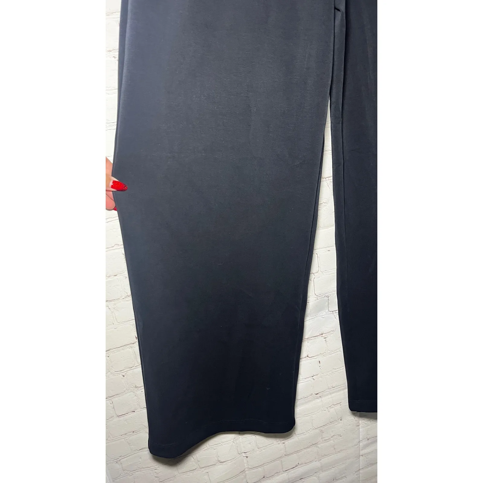 NWT Lands End Black Wide Leg Drawstring Waist Lounge Dress Pants Women's Size M - Image 7