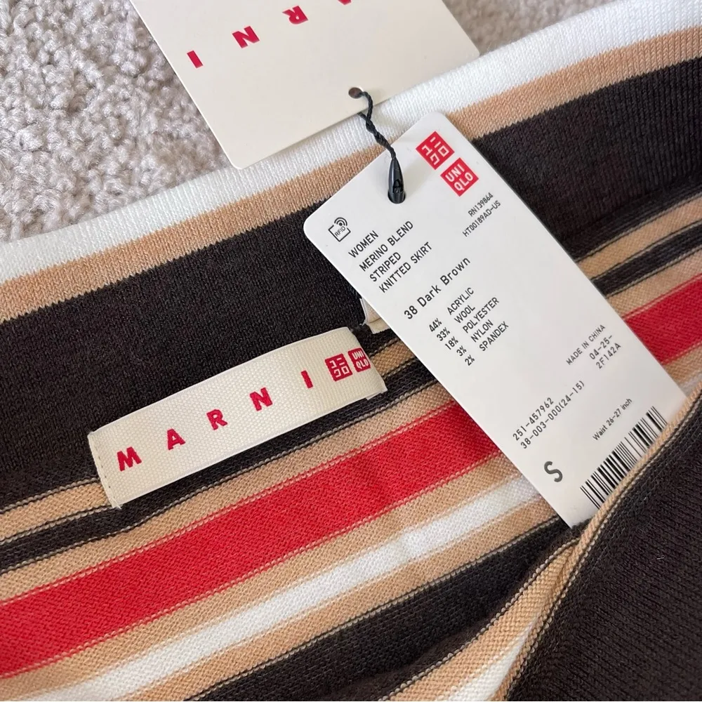 Marni & Uniqlo merino blend striped knitted skirp NWT - Image 2