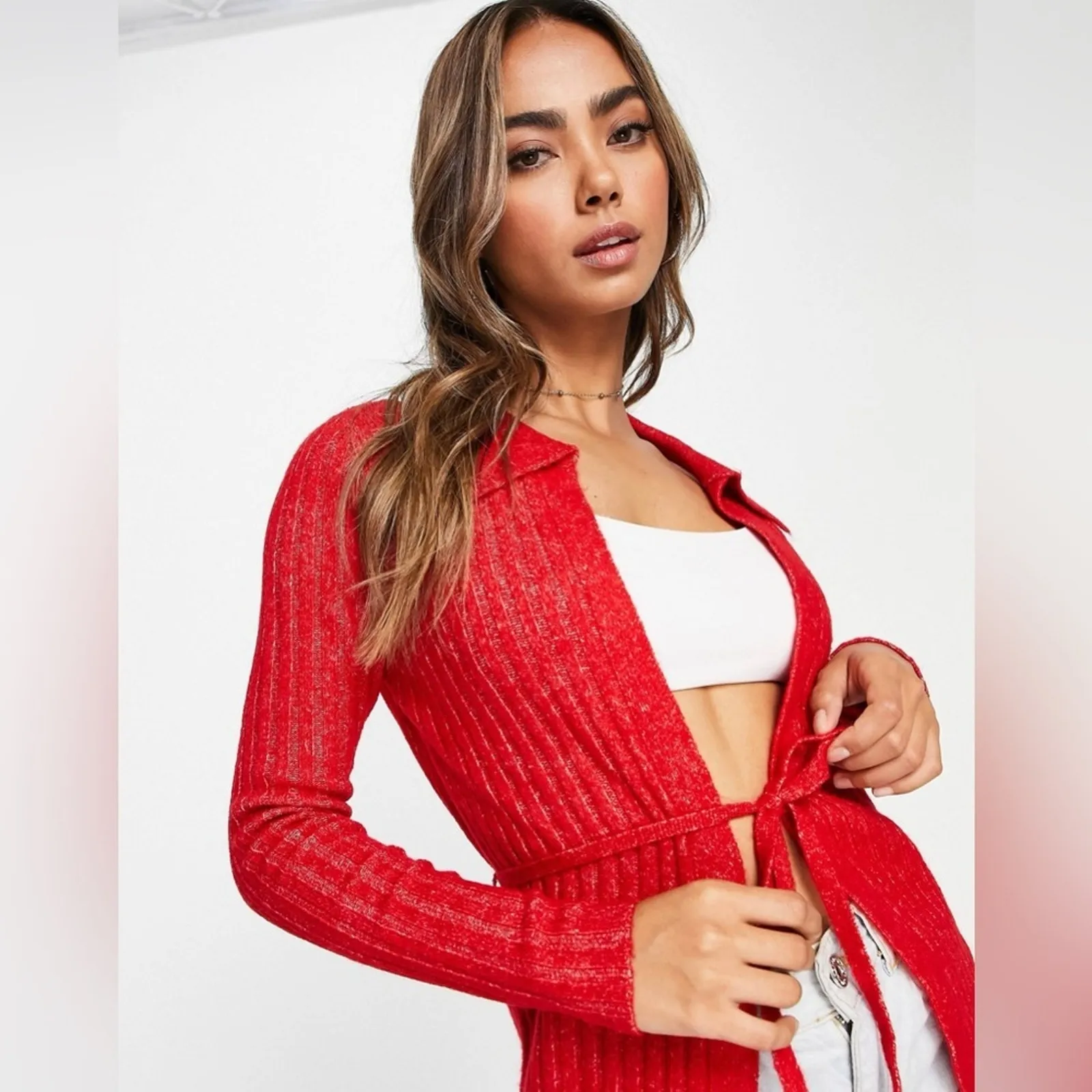 ASOS Design Collared Red Cardigan - Image 8