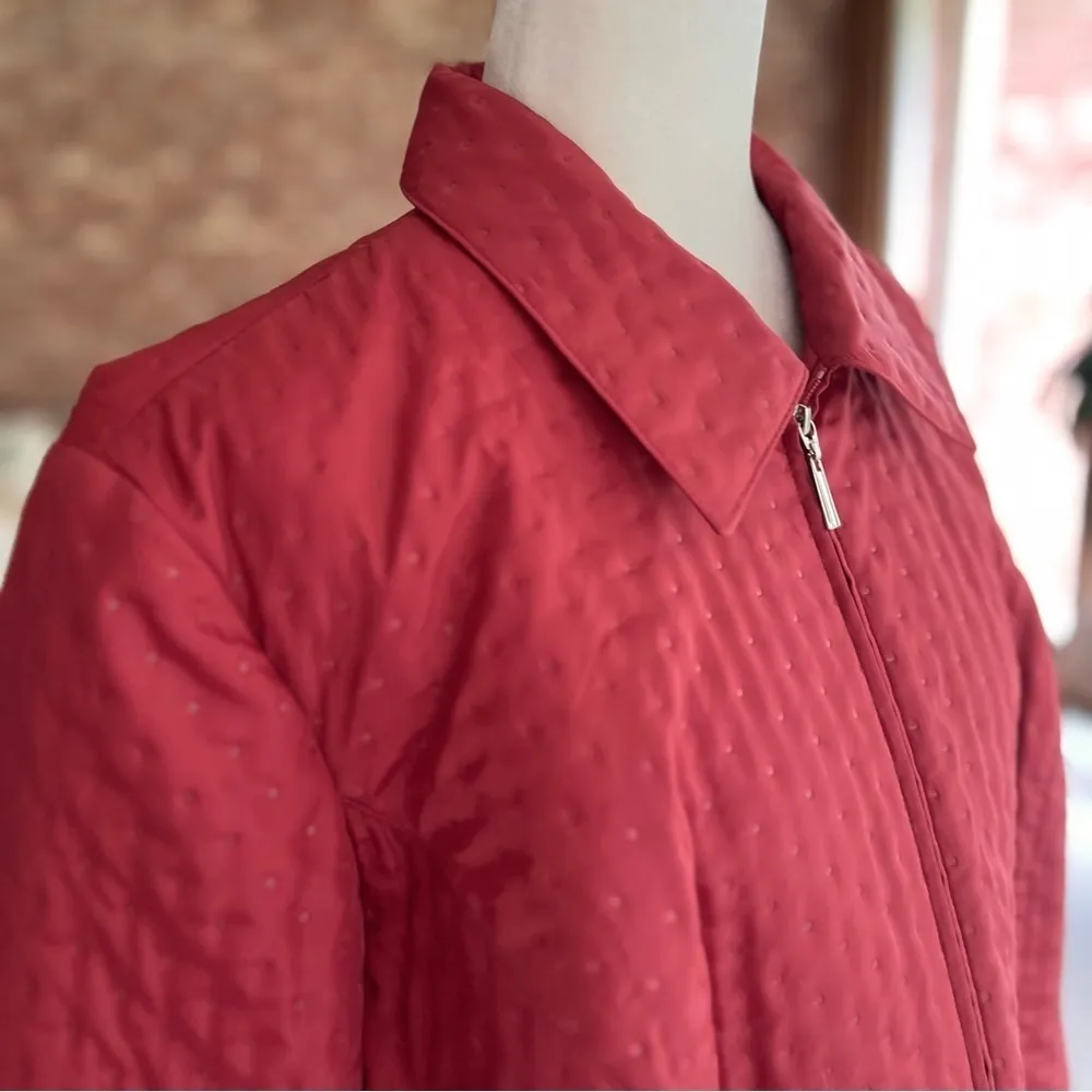 Talbots  Brick Red Textured Polka Dot Lightweight Jacket 18P - Image 12