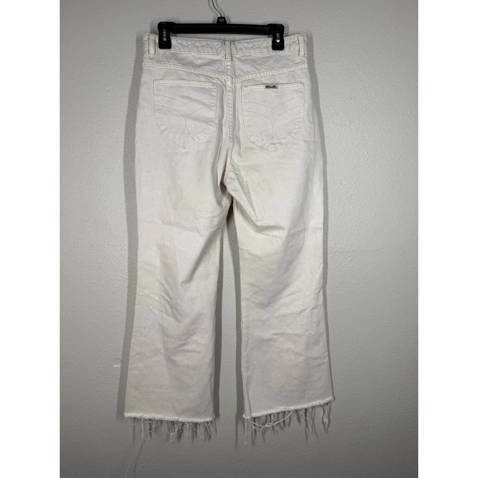 Rolla's Eastcoast Crop Flare White Womens Sz 31 Raw Hem High Waisted Boho - Image 7